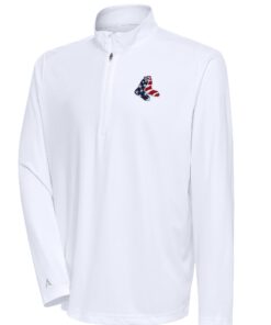 Men's Boston Red Sox  Antigua White Patriotic Tribute Quarter-Zip Pullover Top