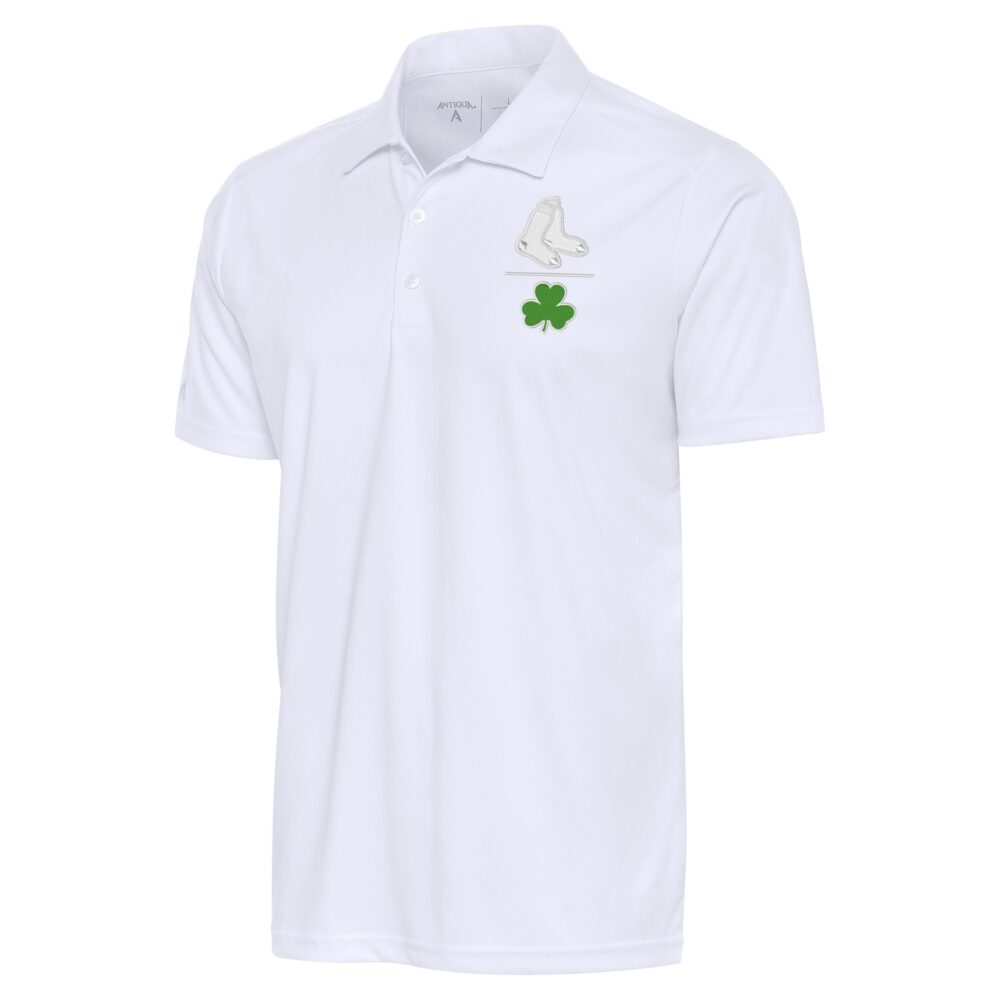 Men's Boston Red Sox  Antigua White Shamrock Tribute Polo