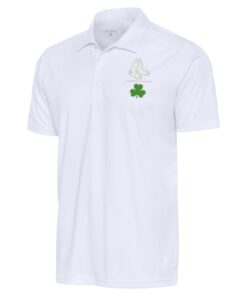 Men's Boston Red Sox  Antigua White Shamrock Tribute Polo