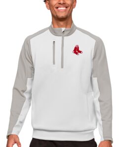 Men's Boston Red Sox Antigua White Team Quarter-Zip Pullover Top