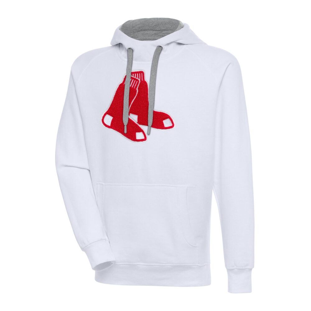 Men's Boston Red Sox  Antigua White Victory Chenille Pullover Hoodie