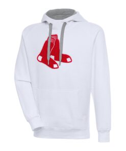 Men's Boston Red Sox  Antigua White Victory Chenille Pullover Hoodie