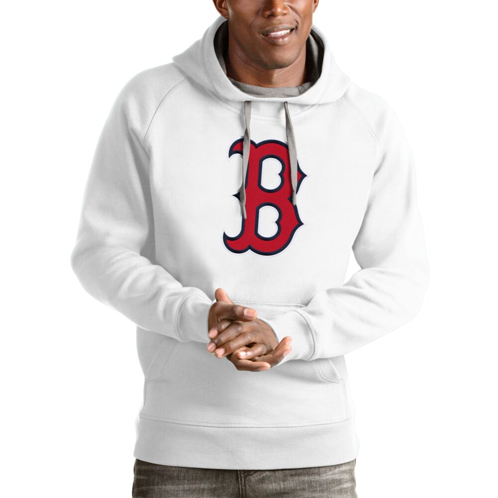 Men's Boston Red Sox Antigua White Victory Pullover Team Logo Hoodie