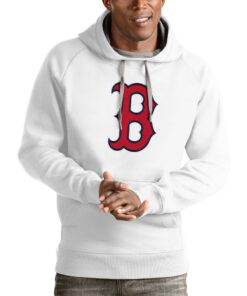 Men's Boston Red Sox Antigua White Victory Pullover Team Logo Hoodie