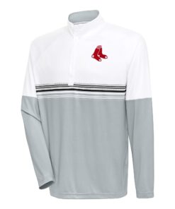 Men's Boston Red Sox Antigua White/Black Bender Quarter-Zip Pullover Top