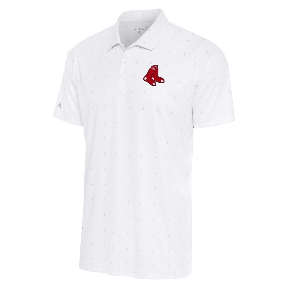 Men's Boston Red Sox Antigua White/Gray 19th Hole Polo