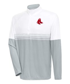 Men's Boston Red Sox Antigua White/Gray Bender Quarter-Zip Pullover Top