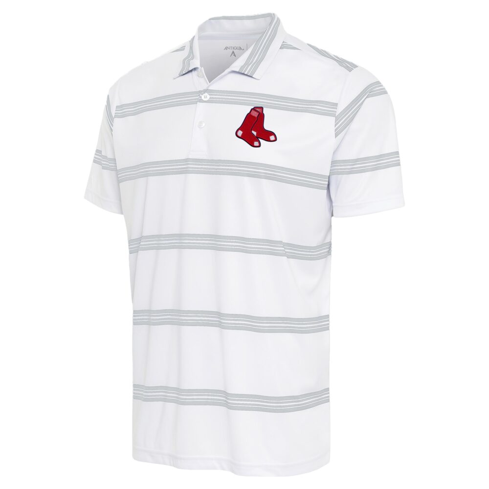 Men's Boston Red Sox Antigua White/Gray Groove Polo