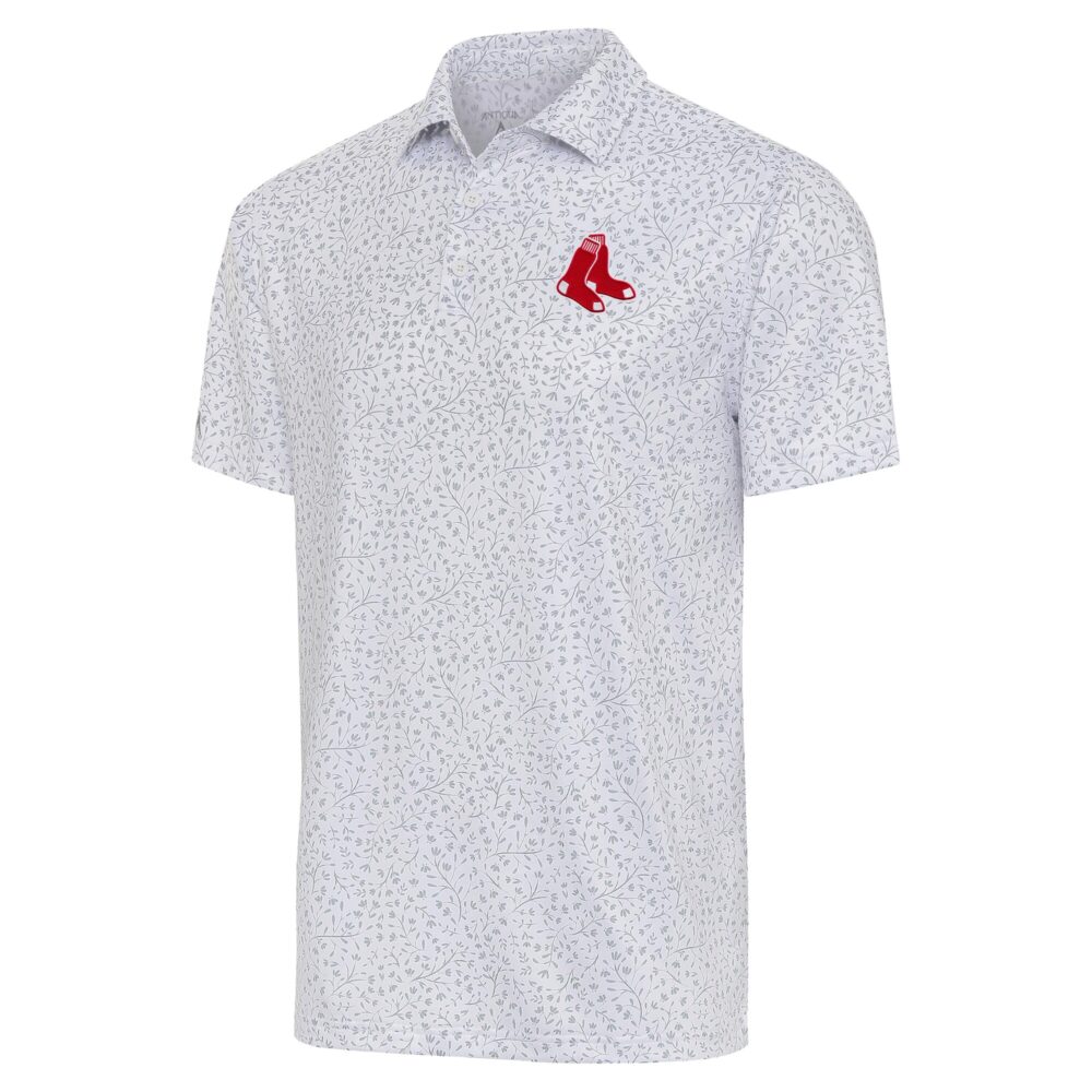 Men's Boston Red Sox  Antigua White/Gray Motion Polo