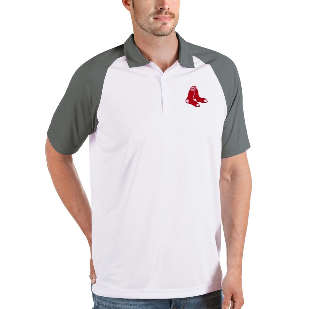 Men's Boston Red Sox Antigua White/Gray Nova Polo