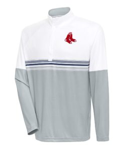 Men's Boston Red Sox Antigua White/Navy Bender Quarter-Zip Pullover Top