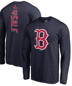 Men's Boston Red Sox Chris Sale  Branded Navy Backer Name & Number Long Sleeve T-Shirt