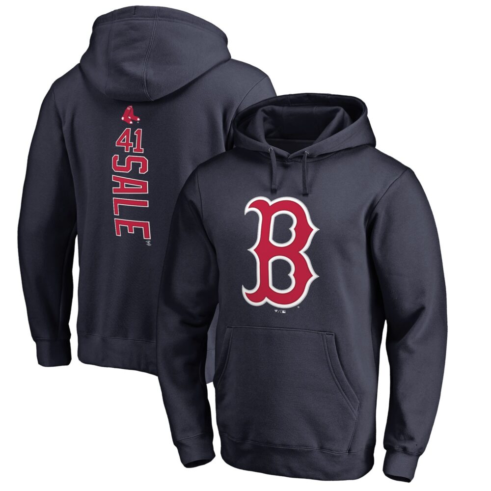 Men's Boston Red Sox Chris Sale  Branded Navy Backer Pullover Hoodie