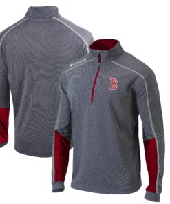 Men's Boston Red Sox  Columbia Charcoal/Red Omni-Wick Shotgun 2.0 Quarter-Zip Pullover Top