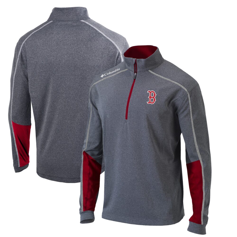 Men's Boston Red Sox  Columbia Charcoal/Red Omni-Wick Shotgun 2.0 Quarter-Zip Pullover Top