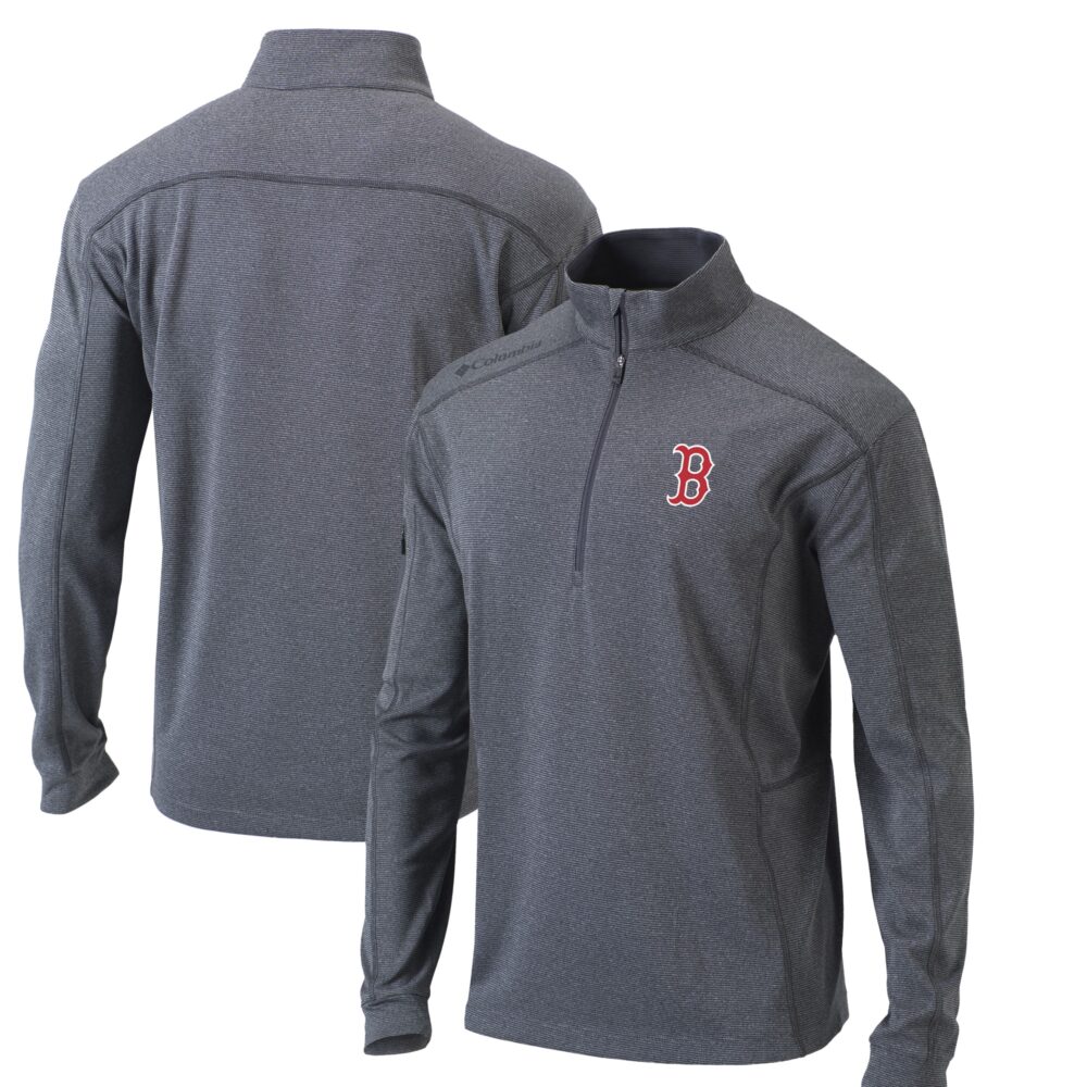 Men's Boston Red Sox  Columbia Heather Gray Omni-Wick Shotgun Quarter-Zip Pullover Top