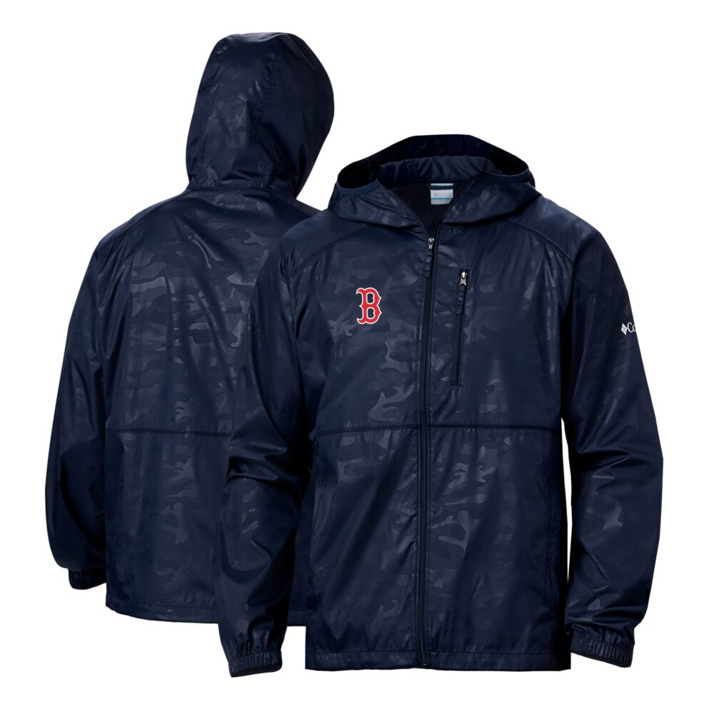 Men's Boston Red Sox Columbia Navy Camo Flash Forward Full-Zip Team Logo Windbreaker Jacket