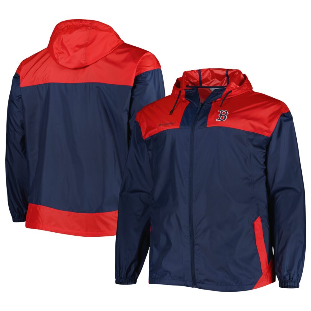 Men's Boston Red Sox Columbia Navy Flash Forward Challenger Omni-Shade Full-Zip Windbreaker