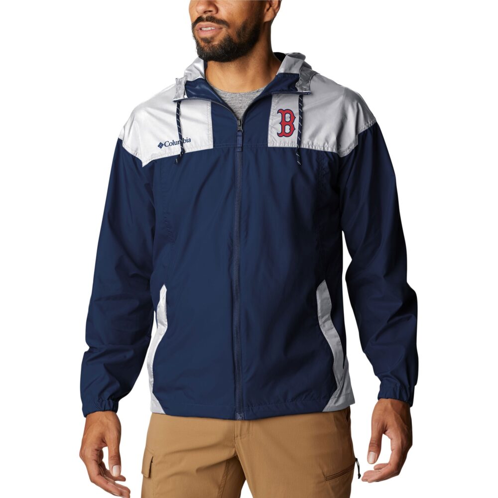 Men's Boston Red Sox Columbia Navy Omni-Shade Flash Challenger Full-Zip Windbreaker Jacket