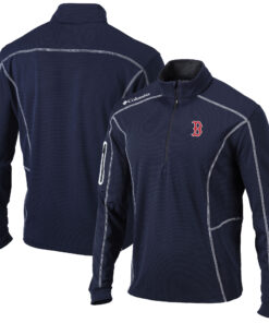 Men's Boston Red Sox Columbia Navy Shotgun Omni-Wick Quarter-Zip Pullover Jacket