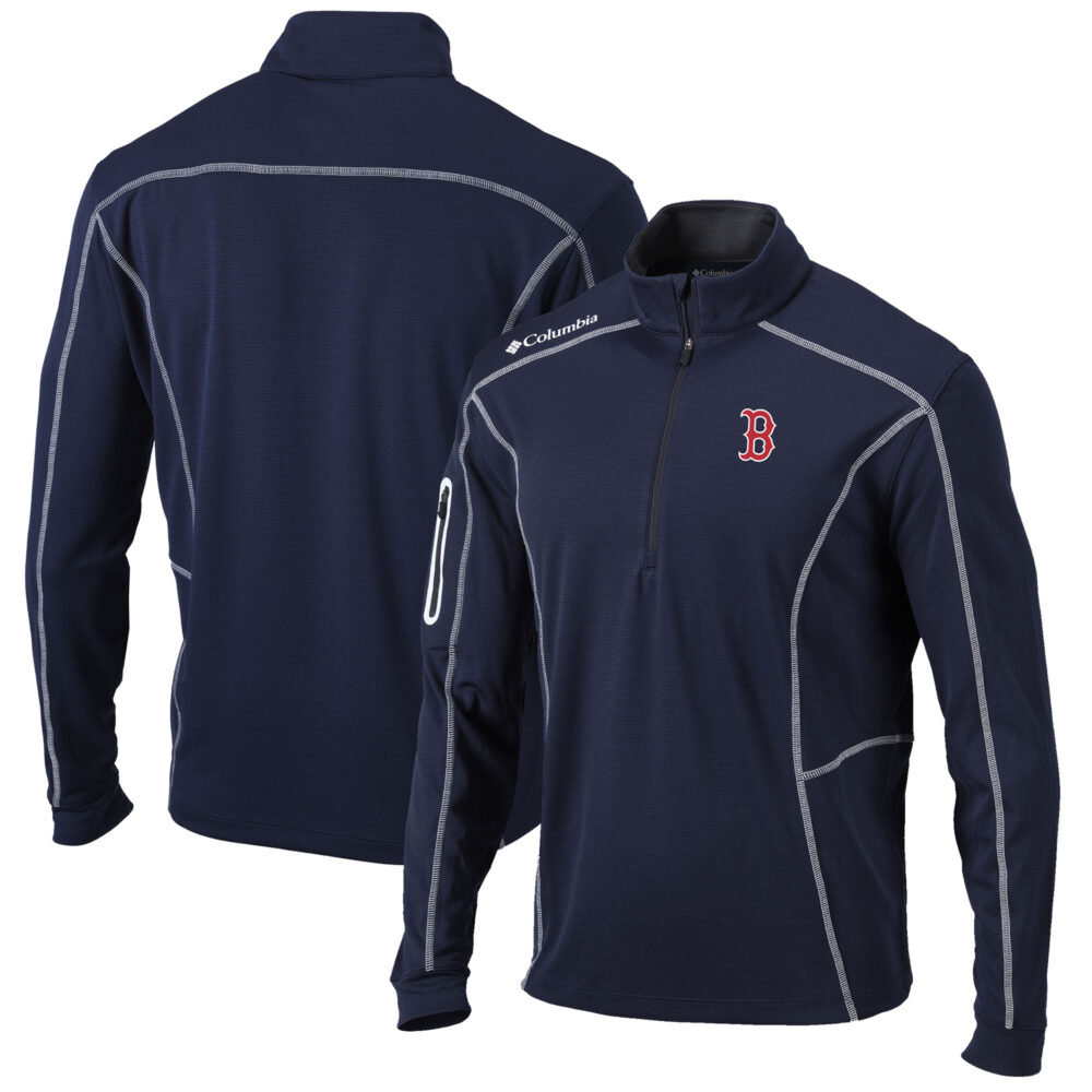 Men's Boston Red Sox Columbia Navy Shotgun Omni-Wick Quarter-Zip Pullover Jacket