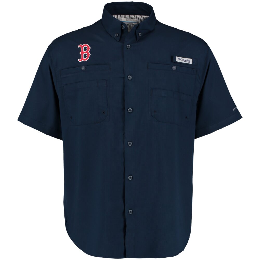 Men's Boston Red Sox Columbia Navy Tamiami Omni-Shade Button-Down Shirt