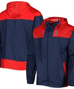Men's Boston Red Sox Columbia Navy/Red Omni-Shade Flash Forward Challenger Full-Zip Windbreaker Jacket