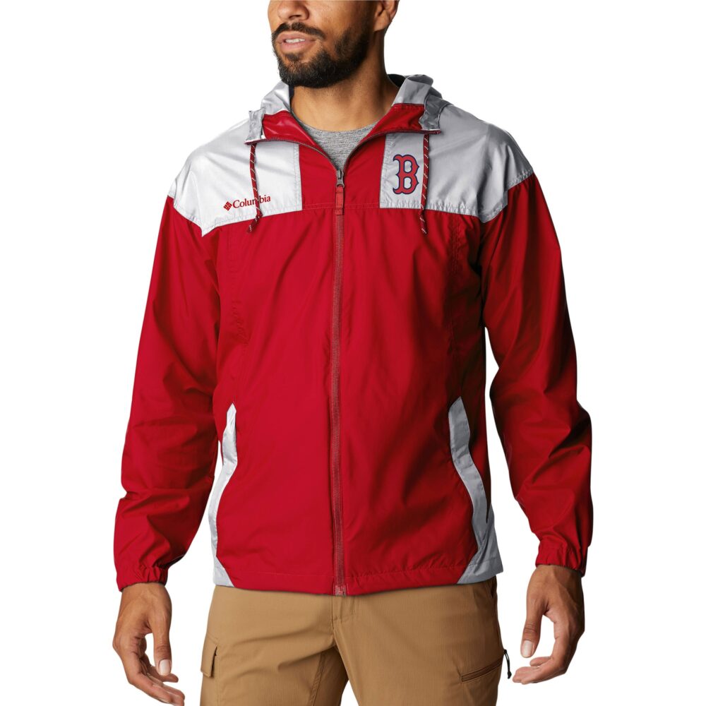 Men's Boston Red Sox Columbia Red Omni-Shade Flash Challenger Full-Zip Windbreaker Jacket