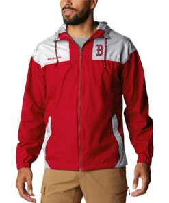 Men's Boston Red Sox Columbia Red Omni-Shade Flash Challenger Full-Zip Windbreaker Jacket