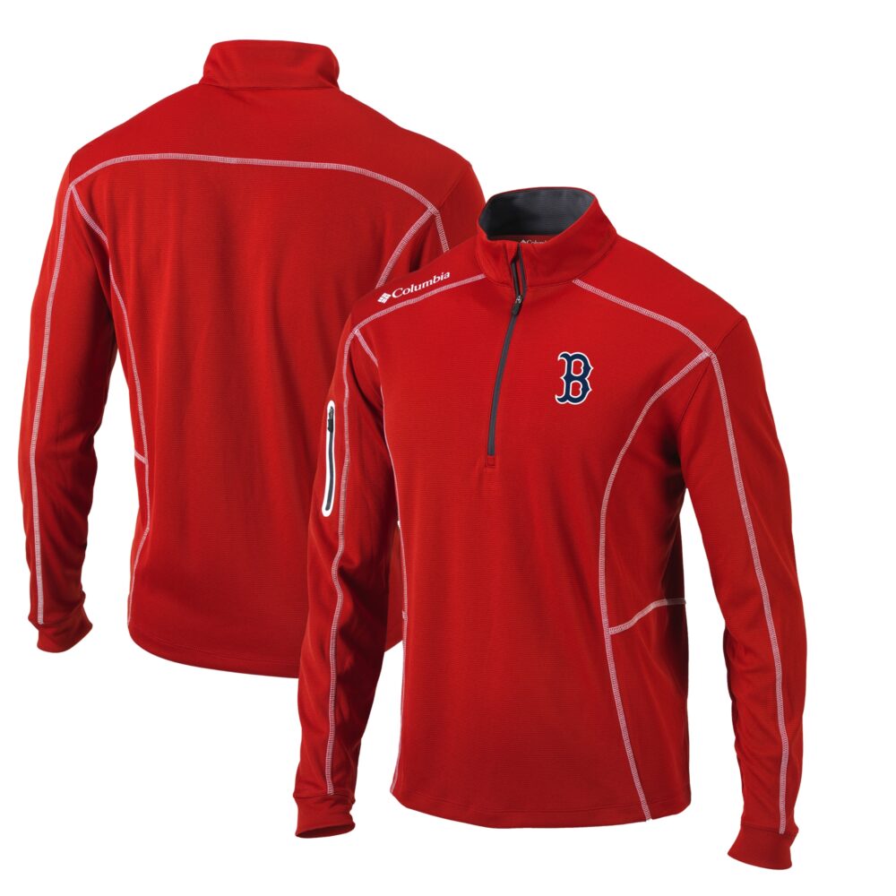 Men's Boston Red Sox  Columbia Red Omni-Wick Shotgun Quarter-Zip Pullover Top