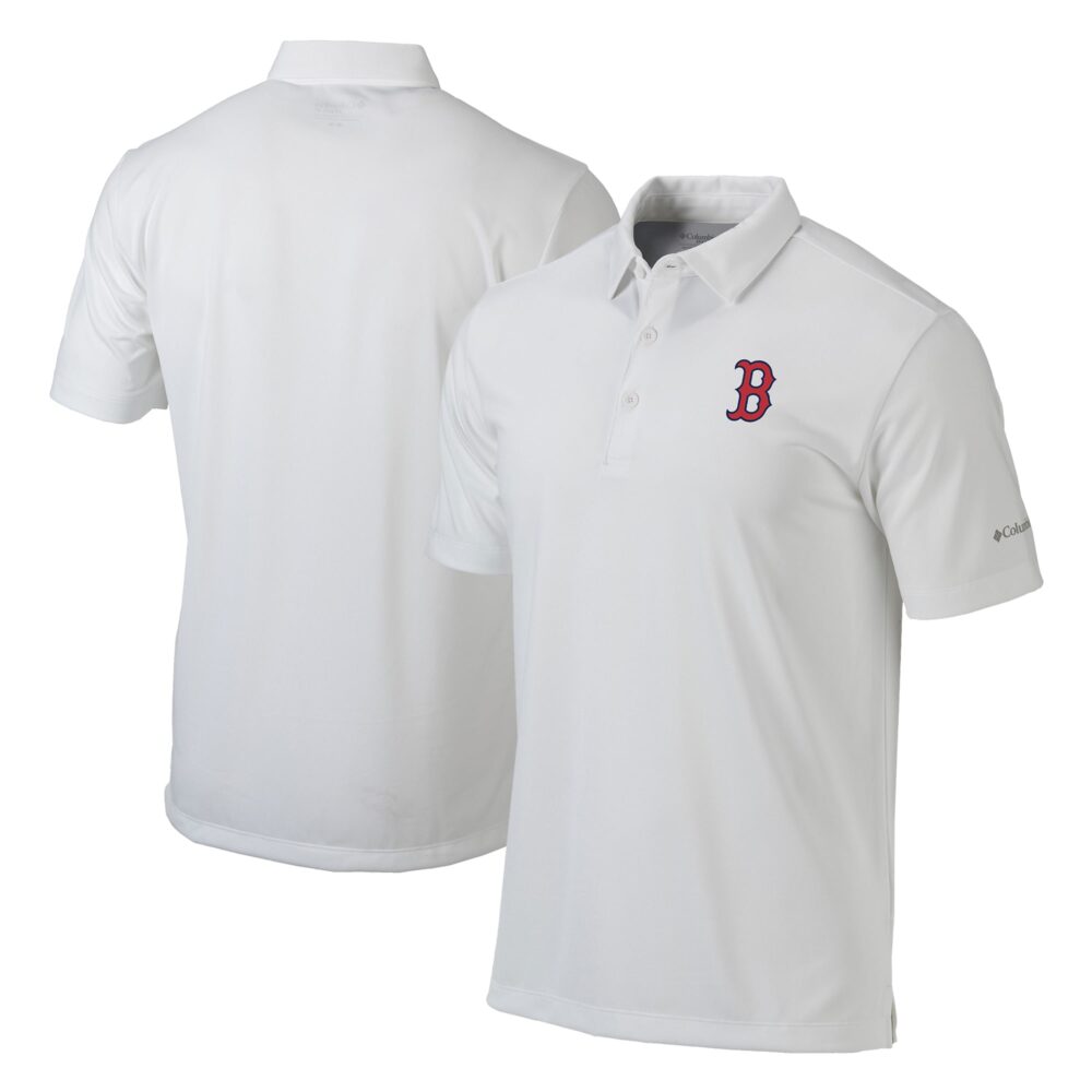 Men's Boston Red Sox Columbia White Omni-Wick Drive Polo