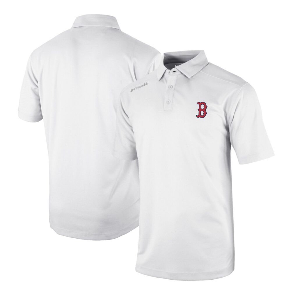 Men's Boston Red Sox Columbia White Omni-Wick Shotgun Polo