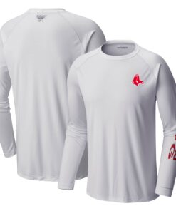Men's Boston Red Sox Columbia White Terminal Tackle Long Sleeve T-Shirt