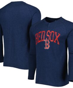 Men's Boston Red Sox Concepts Sport Heather Navy Inertia Raglan Long Sleeve Henley T-Shirt