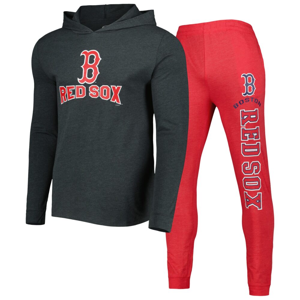 Men's Boston Red Sox Concepts Sport Heather Red/Heather Charcoal Meter Pullover Hoodie & Joggers Set