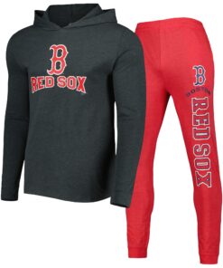 Men's Boston Red Sox Concepts Sport Heather Red/Heather Charcoal Meter Pullover Hoodie & Joggers Set