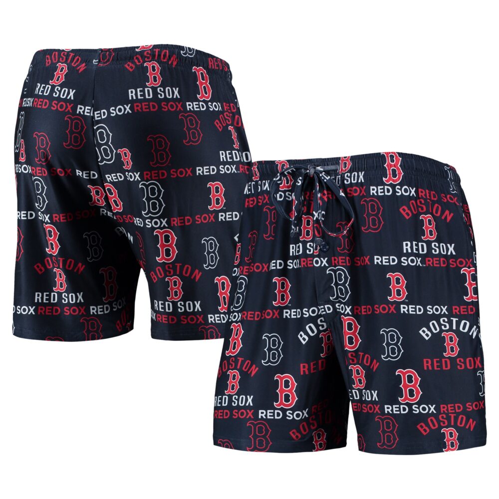 Men's Boston Red Sox Concepts Sport Navy Flagship Allover Print Knit Jam Shorts