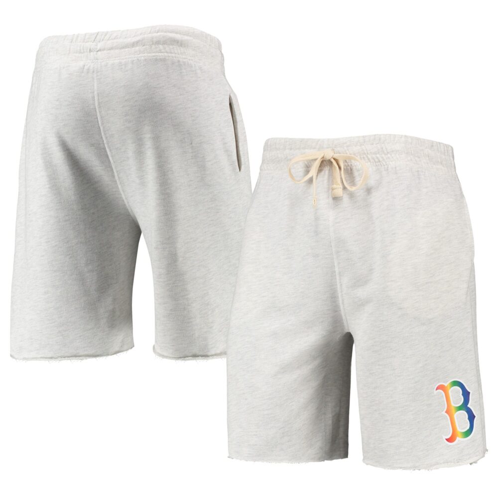 Men's Boston Red Sox Concepts Sport Oatmeal Mainstream Logo Terry Tri-Blend Shorts