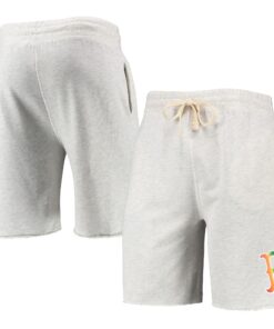 Men's Boston Red Sox Concepts Sport Oatmeal Mainstream Logo Terry Tri-Blend Shorts