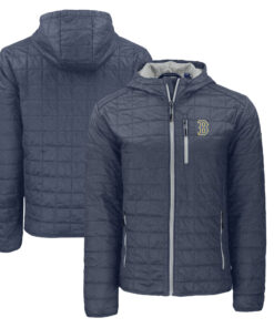 Men's Boston Red Sox  Cutter & Buck Anthracite City Connect Rainier Primaloft Eco Full-Zip Hooded Jacket