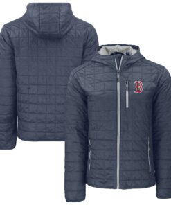 Men's Boston Red Sox  Cutter & Buck Anthracite Rainier Primaloft Eco Full-Zip Hooded Jacket