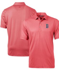 Men's Boston Red Sox Cutter & Buck Cardinal Big & Tall Pike Banner Print Polo