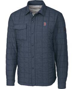 Men's Boston Red Sox Cutter & Buck Charcoal Big & Tall Rainier Shirt Jacket