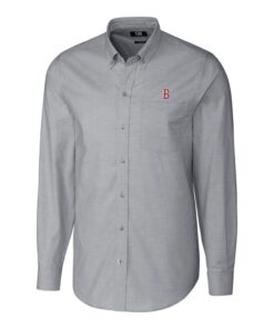 Men's Boston Red Sox Cutter & Buck Charcoal Big & Tall Stretch Oxford Long Sleeve Button-Down Shirt