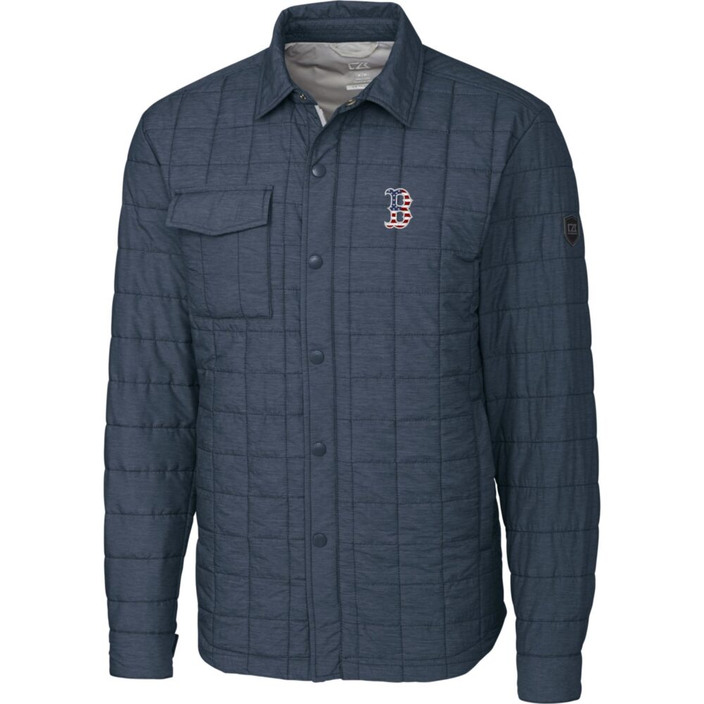 Men's Boston Red Sox Cutter & Buck Gray Americana Rainier Full-Snap Shirt Jacket