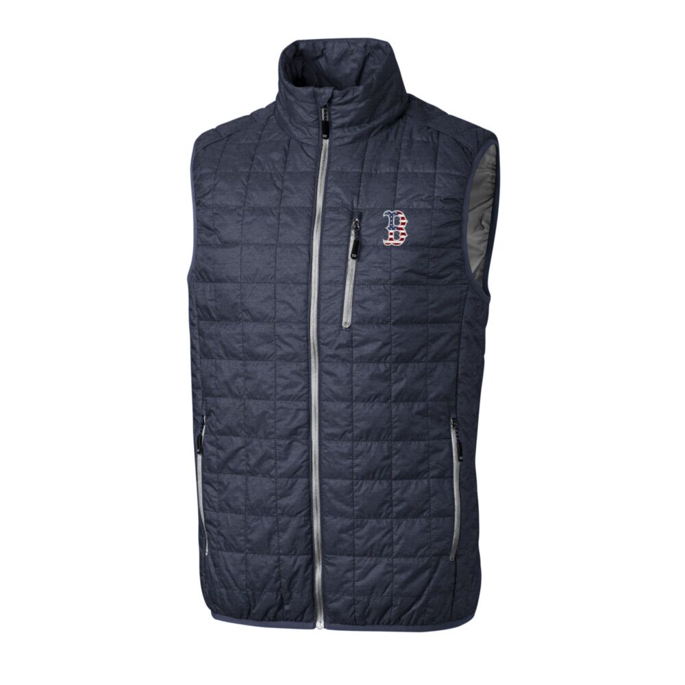 Men's Boston Red Sox Cutter & Buck Gray Americana Rainier Full-Zip Vest