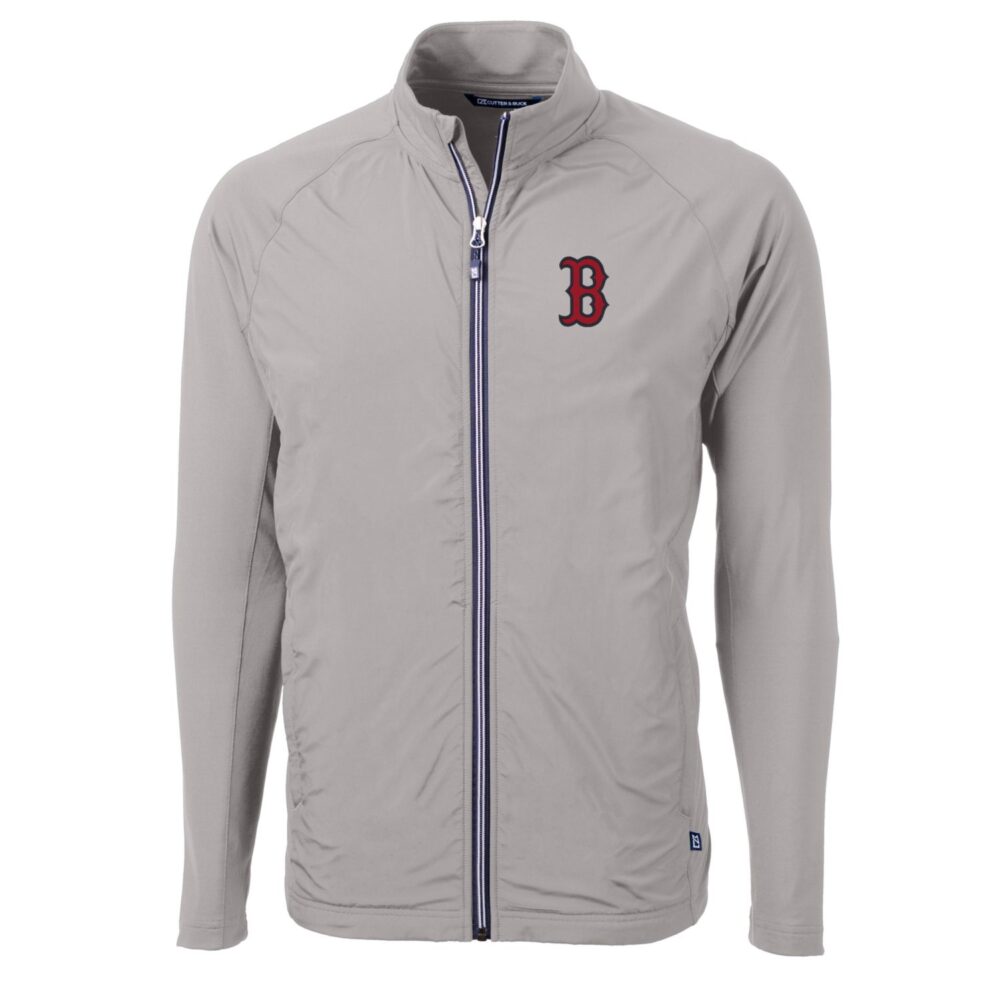Men's Boston Red Sox Cutter & Buck Gray Big & Tall Adapt Eco Knit Full-Zip Jacket