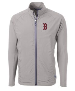 Men's Boston Red Sox Cutter & Buck Gray Big & Tall Adapt Eco Knit Full-Zip Jacket