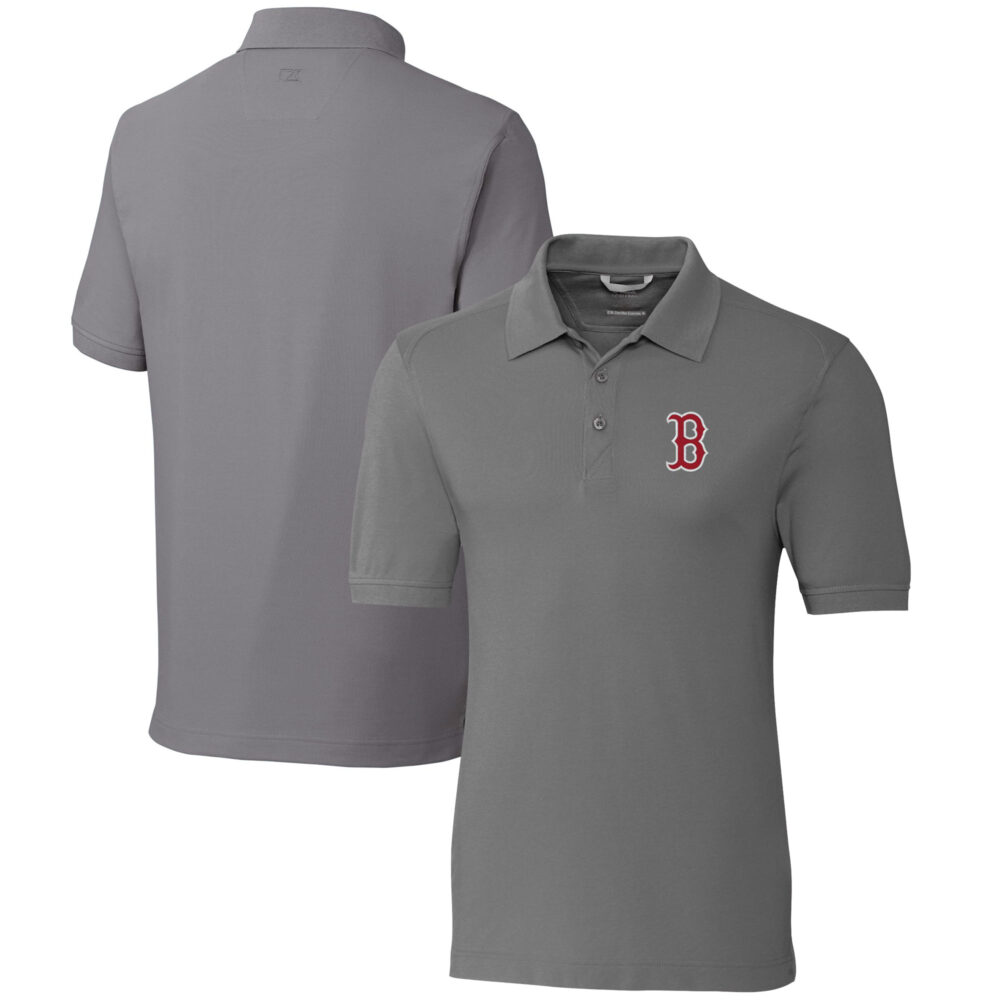 Men's Boston Red Sox  Cutter & Buck Gray Big & Tall Advantage Tri-Blend Pique Polo