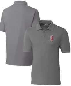 Men's Boston Red Sox  Cutter & Buck Gray Big & Tall Advantage Tri-Blend Pique Polo